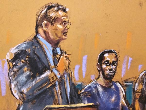 Court sketches of Sean "Diddy" Combs and his attorney.